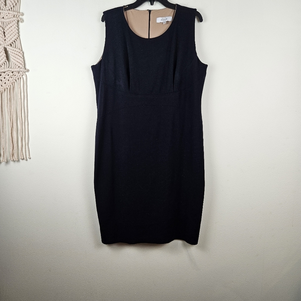 Exclusively Misook Woman Sheath Dress Size 2X Navy Office Formal
